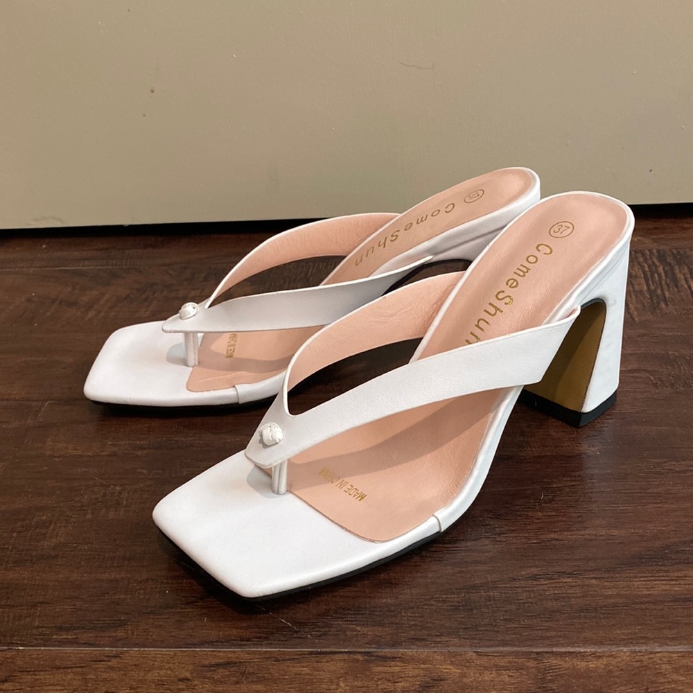 BRAND NEW!ComeShun Women Low Block Heels Comfort Flip Flop Chunky Sandals Size 6